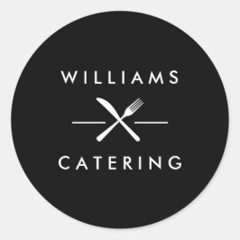 クロス素朴フォークナイフロゴ ラウンドシール