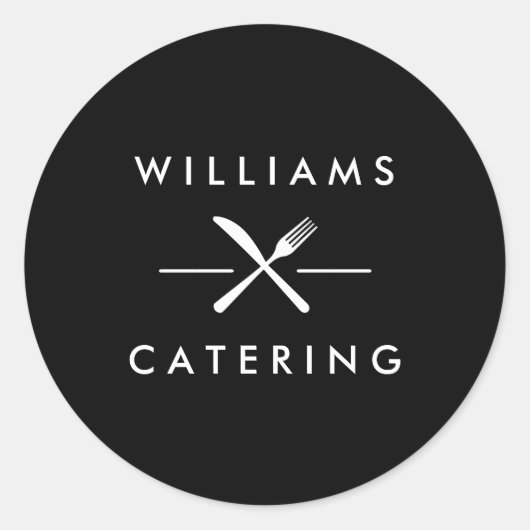 クロス素朴フォークナイフロゴ ラウンドシール (正面)