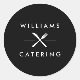 クロス素朴フォークナイフロゴ ラウンドシール