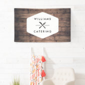 クロス素朴フォークナイフロゴIIケータリング 横断幕 (インサイチュ)