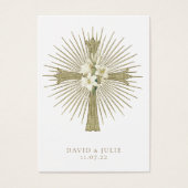 クロス結婚とリングを持つカトリックの祈りの言葉カード (正面)