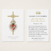 クロス結婚とリングを持つカトリックの祈りの言葉カード (正面&裏面)