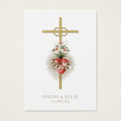 クロス結婚とリングを持つカトリックの祈りの言葉カード (正面)