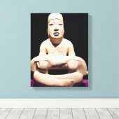 クロス脚の姿、ベビーを保持Olmec キャンバスプリント (インサイチュ (ウッドフロア))