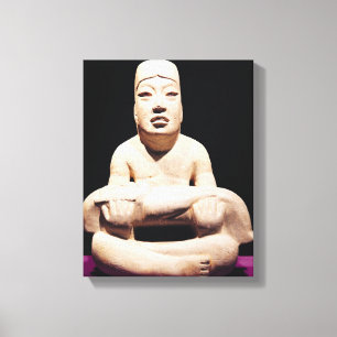 クロス脚の姿、ベビーを保持Olmec キャンバスプリント