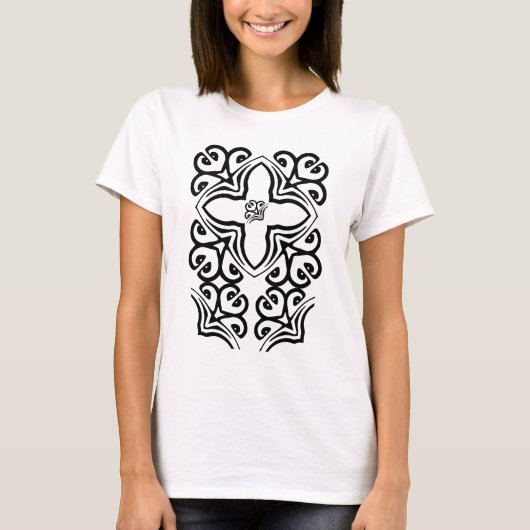 クロス芸術的レディース長袖Tシャツ Tシャツ (正面)