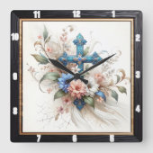 クロス華美フローラ スクエア壁時計 (正面)