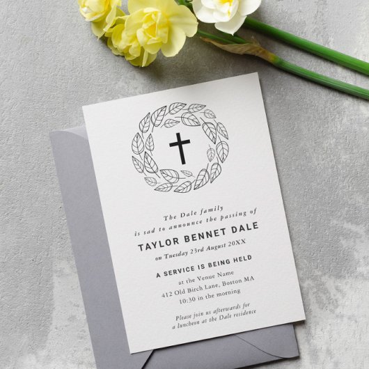 クロス葉葬式 招待状