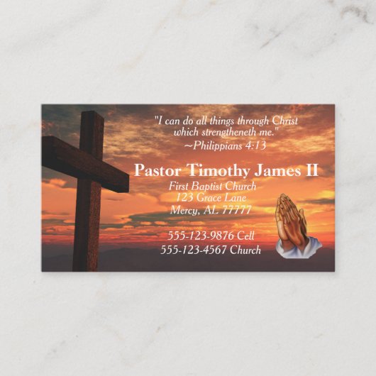 クロス・アンド・サンセット牧師の名刺 名刺 (正面)