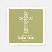 クロス |イエローグリーン共産主義バプテスマ《キリスト教》洗礼式や命名式 スタンダードカクテルナプキン (正面)