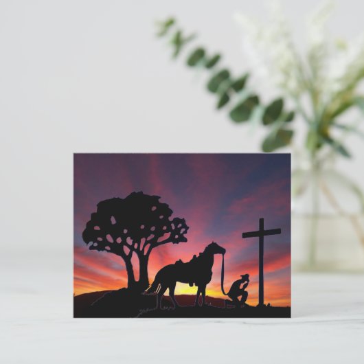 クロス・イースター・キリスト教ポストカードアートのカウボーイ シーズンポストカード (スタンド正面)