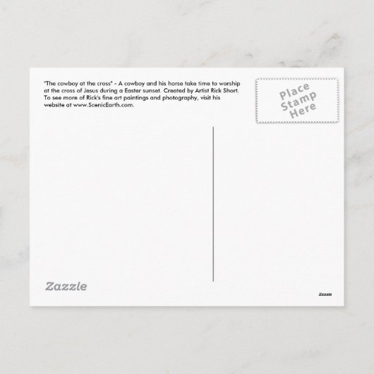 クロス・イースター・キリスト教ポストカードアートのカウボーイ シーズンポストカード (裏面)