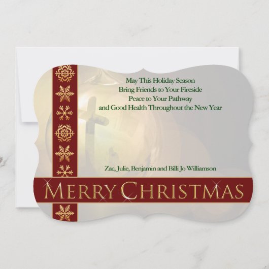 クロス・オブ・キリストオーナメント反射ファンシーカット シーズンカード (裏面)