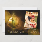 クロス・オブ・キリストオーナメント反射金ゴールド写真 (正面)