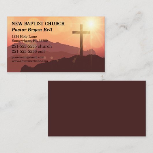 クロス・オン・マウンテンズ・ペストルまたはディーコン 名刺 (正面/裏面)