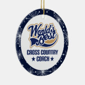 クロス・カントリーのコーチのギフトのオーナメント セラミックオーナメント (右)