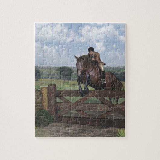 クロス・カントリー-跳躍の馬のパズル ジグソーパズル (縦)