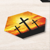 クロス、サンセットシルエット絵を描ズ–67137 ペーパーコースター (アングル)