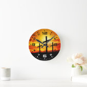 クロス、サンセットシルエット絵画ズ ラウンド壁時計 (ホーム)