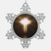 クロス スノーフレークピューターオーナメント (正面)