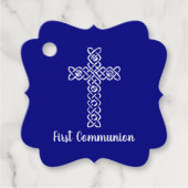 クロス |ネイビーブルー共産主義バプテスマ《キリスト教》洗礼式や命名式 フェイバータグ (正面)