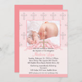 クロス&ハートフォト《キリスト教》洗礼式や命名式 招待状 (正面/裏面)