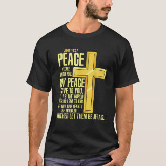 クロス・バイブル聖句ヨハネ14 27教会 Tシャツ