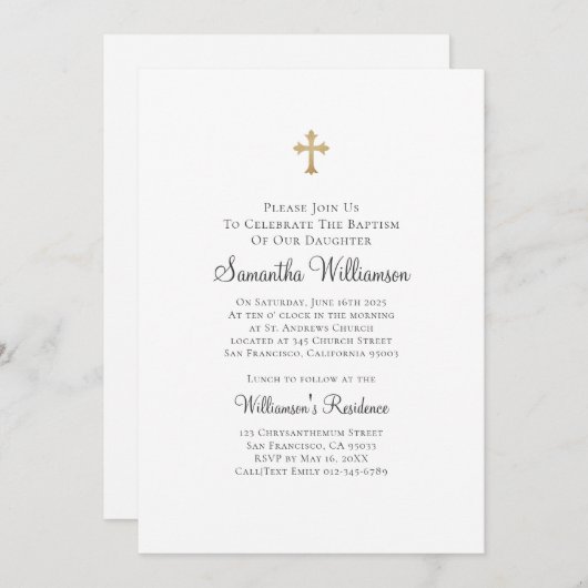 クロス·バプテスフェイクトのミニマリスト 招待状 (正面/裏面)