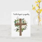 クロス&バラ悔やみや弔慰カード。編集可能。 カード (黄色い花)