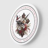クロス、バラ、バタフライセレニティ祈りの言葉 ラージ壁時計 (傾斜)