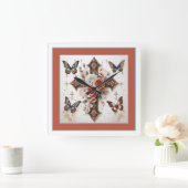 クロス、バラ、蝶 スクエア壁時計 (ホーム)