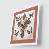 クロス、バラ、蝶 スクエア壁時計 (傾斜)