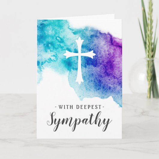 クロス&パープルアクアウォーターの色を持つ同情カード カード (正面)