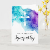 クロス&パープルアクアウォーターの色を持つ同情カード カード (黄色い花)