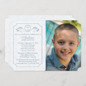 クロス フォーカス ブルー フォト 宗教 招待状 (正面/裏面)