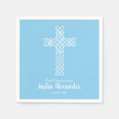 クロス |ベビーブルー共産主義バプテスマ《キリスト教》洗礼式や命名式 スタンダードカクテルナプキン (正面)