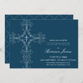 クロス・モノグラム付き少年招待状 招待状