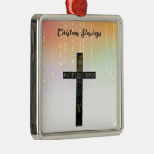 クロス&ライト付き宗教的なクリスマスオーナメント メタルオーナメント (右)
