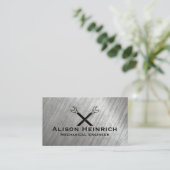 クロス・レンチ | 金属ブラシ 名刺 (スタンド正面)