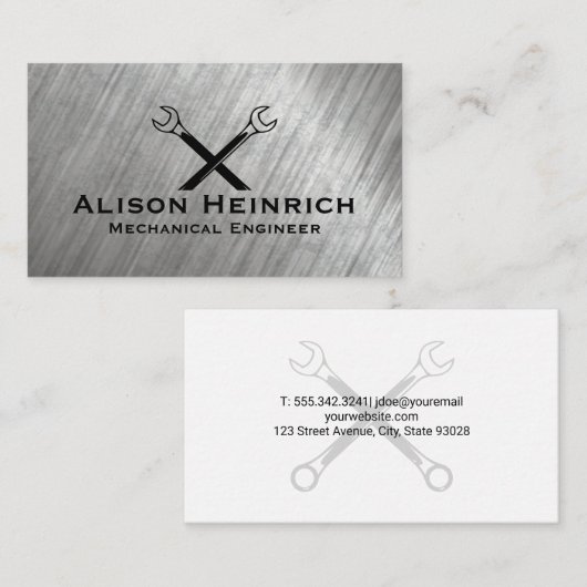 クロス・レンチ | 金属ブラシ 名刺 (正面/裏面)