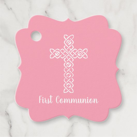 クロス Flamingo Pink Communion Baptism Christen フェイバータグ (正面)