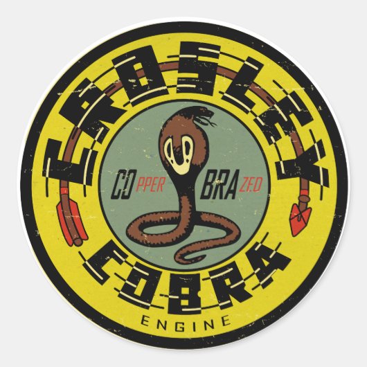 クロセリCobraエンジン動揺してヴィンテージサインレプロ ラウンドシール (正面)