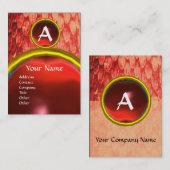 クロタラスモノグラムトパーズ、明るい赤ピンク 名刺 (正面/裏面)