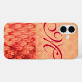 クロタラスモノグラム赤ピンク明るい赤紫色 Case-Mate iPhoneケース (裏面 (横))