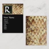 クロタラスモノグラム、明はっきりしたるい茶色の白黒 名刺 (正面/裏面)