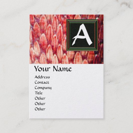 クロタラスモノグラム、赤色金ゴールド金属紙 名刺 (正面)