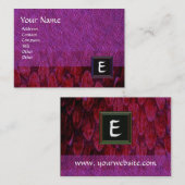 クロタラス正方形モノグラムはっきりした、紫の黒の赤 名刺 (正面/裏面)