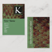クロタラス正方形モノグラムはっきりした、茶色の黒緑 名刺 (正面/裏面)