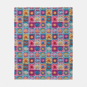 クロチェットエフェクトグラニースクエアクラフト フリースブランケット (正面)