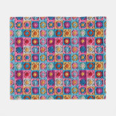 クロチェットエフェクトグラニースクエアクラフト フリースブランケット (正面(横))